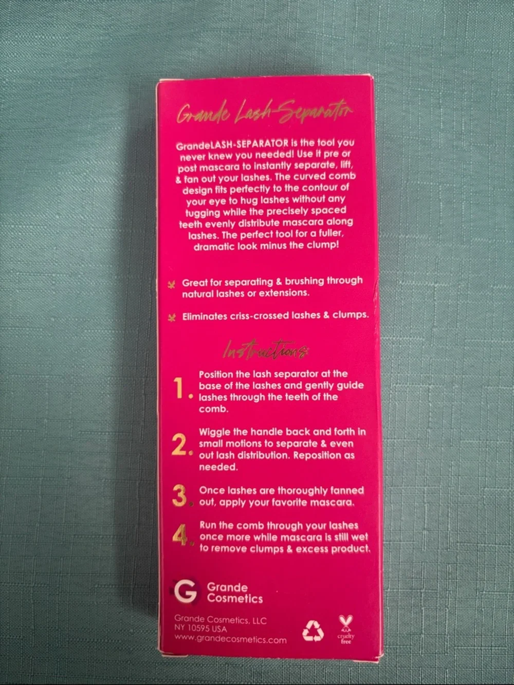 Grande Cosmetics Gold Lash Separator - Pink Packaging